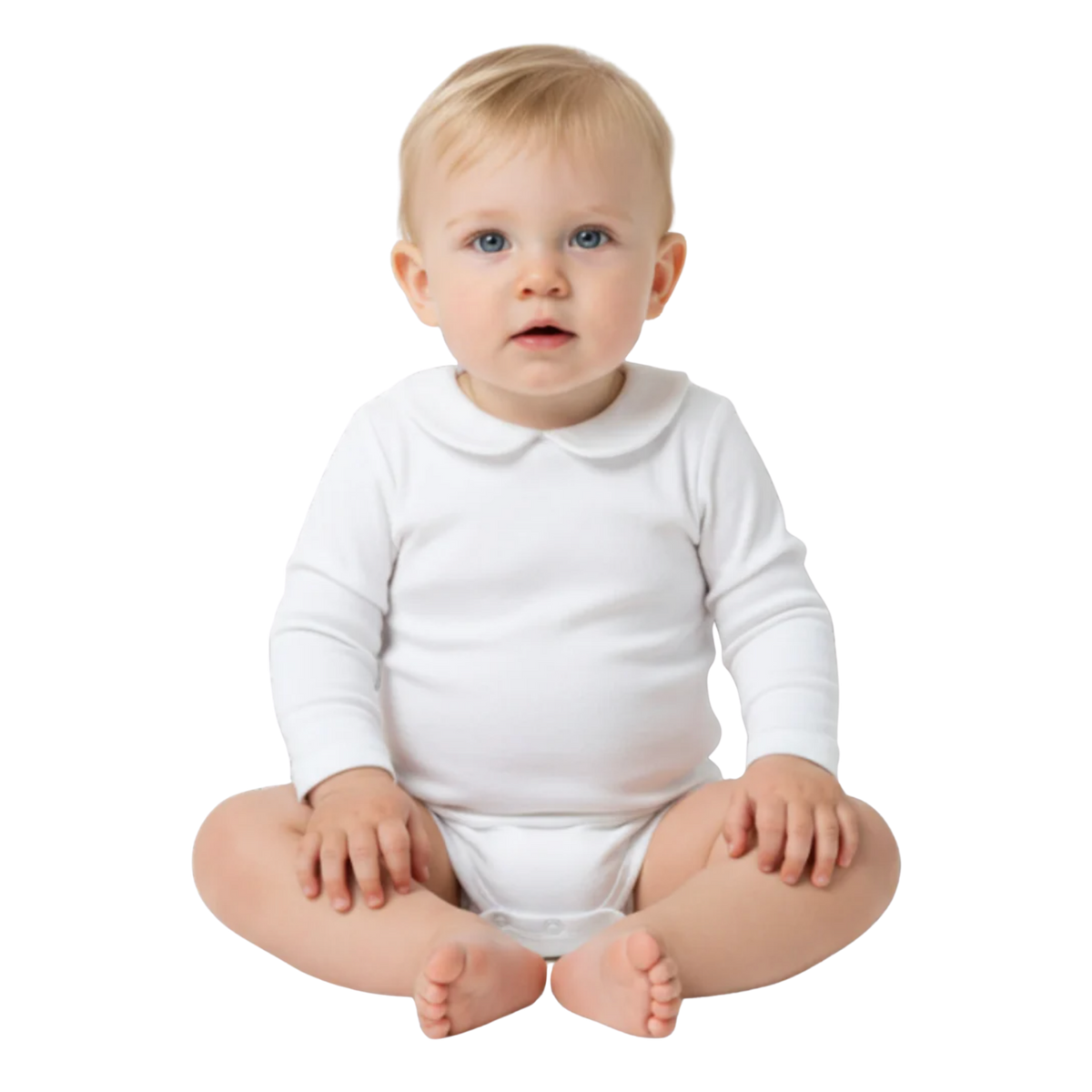 Boy's Long Sleeve Peter Pan Collar Infant Bodysuit