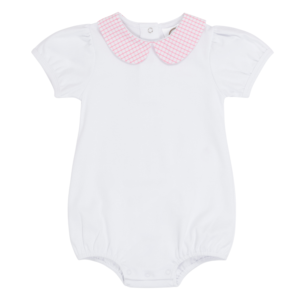 Girl's Puff Short Sleeved Bubble with Gingham Peter Pan Collar