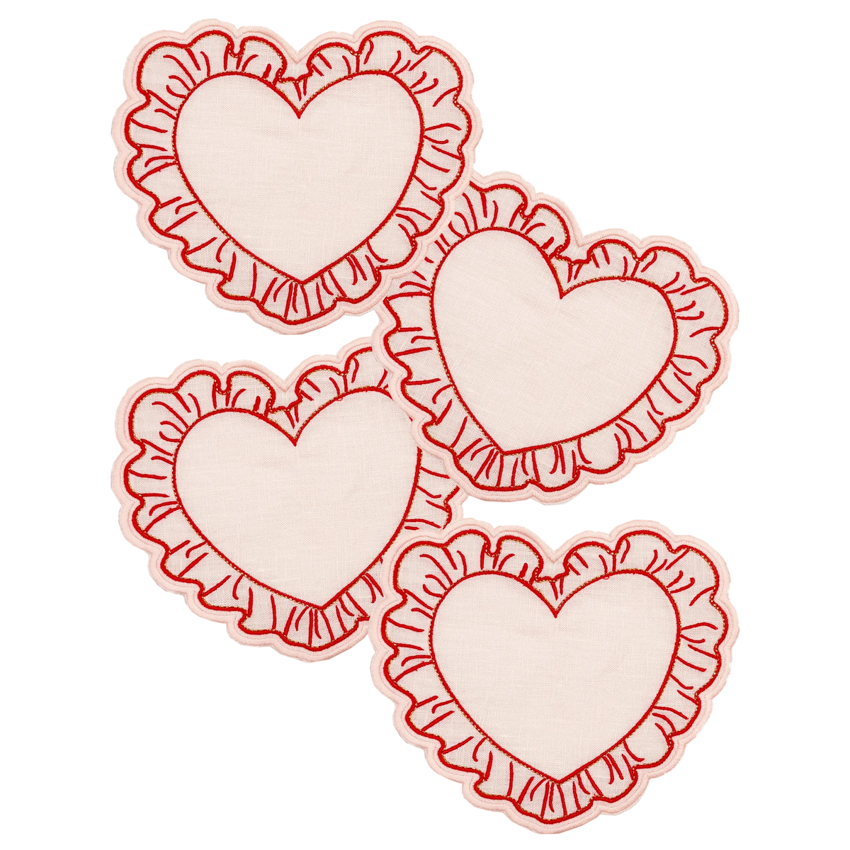 Frilly Heart Cocktail Napkins, Set of 4