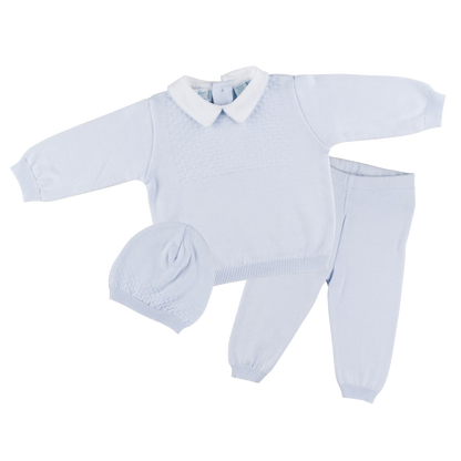 Feltman Brothers Boys Pique Collar Diamond Knit 2-Piece with Hat