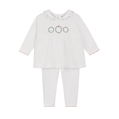 Feltman Brothers Girls Holiday Wreath Cotton 2-Piece Set