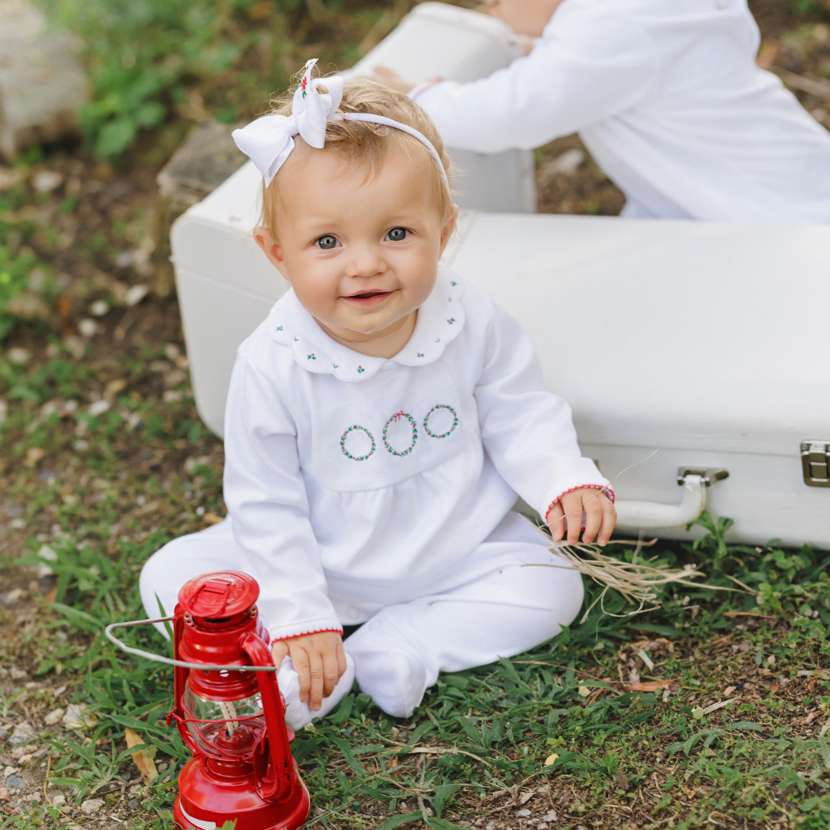 Feltman Brothers Girls Holiday Wreath Cotton Romper