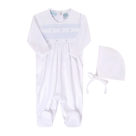 Feltman Brothers Smocked Bullion Romper with Hat
