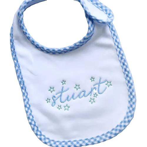 Cotton Bib with Gingham Trim