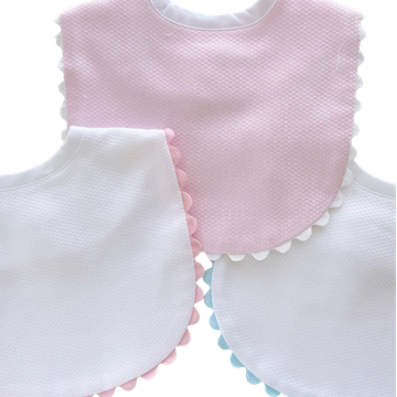 Cotton Pique Baby Bib with Ric Rac Trim
