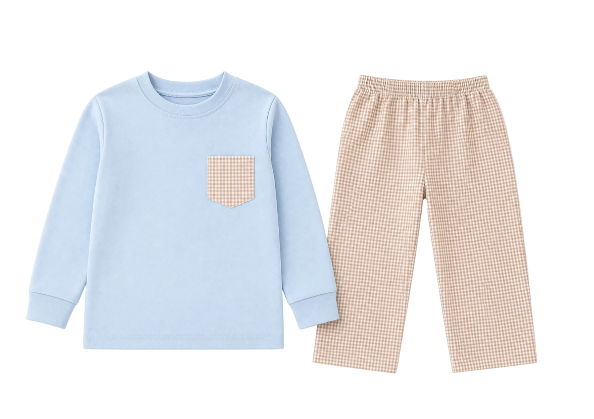 Everyday Longsleeve Blue Pocket Pant Set