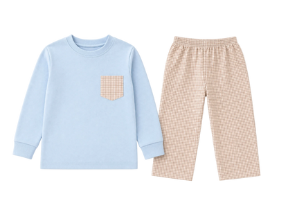 Everyday Longsleeve Blue Pocket Pant Set