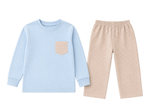 Everyday Longsleeve Blue Pocket Pant Set