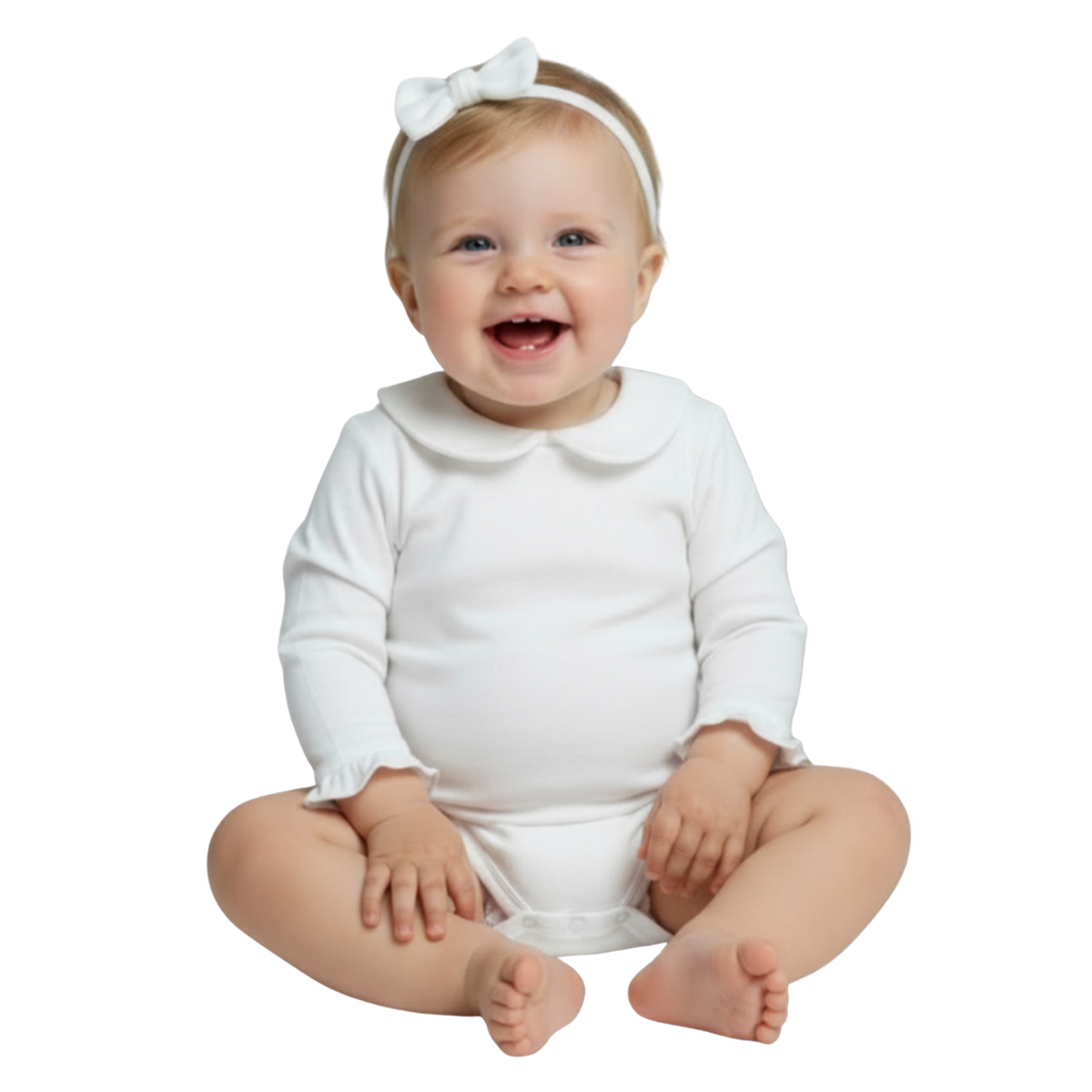 Girl's Long Sleeve Peter Pan Collar Infant Bodysuit