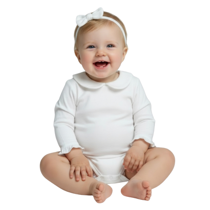 Girl's Long Sleeve Peter Pan Collar Infant Bodysuit