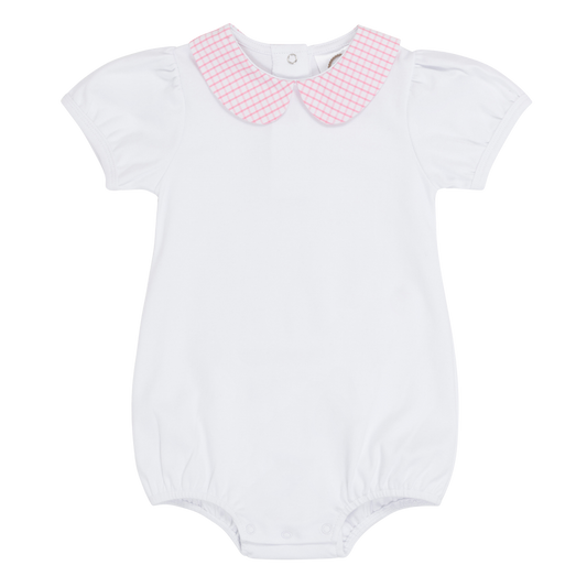 Girl's Puff Short Sleeved Bubble with Gingham Peter Pan Collar