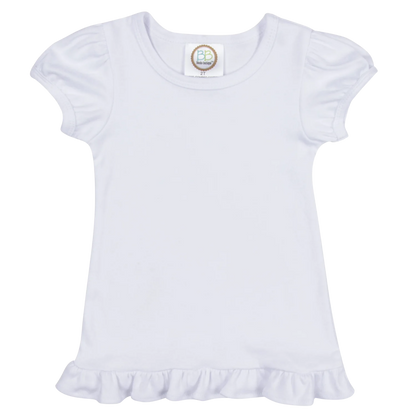 Girls Short Sleeve Shirt with Ruffle Hem