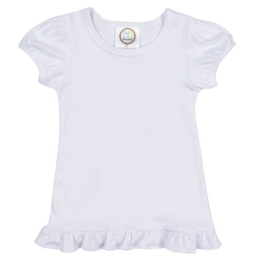 Girls Short Sleeve Shirt with Ruffle Hem