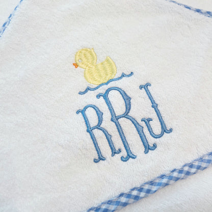 Hooded Towel with Gingham Trim