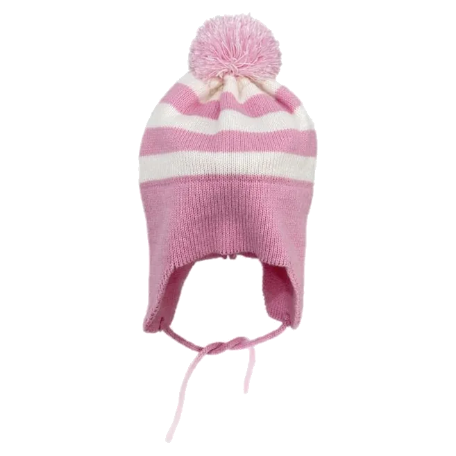 Pink Stripe Ear Flap Hat
