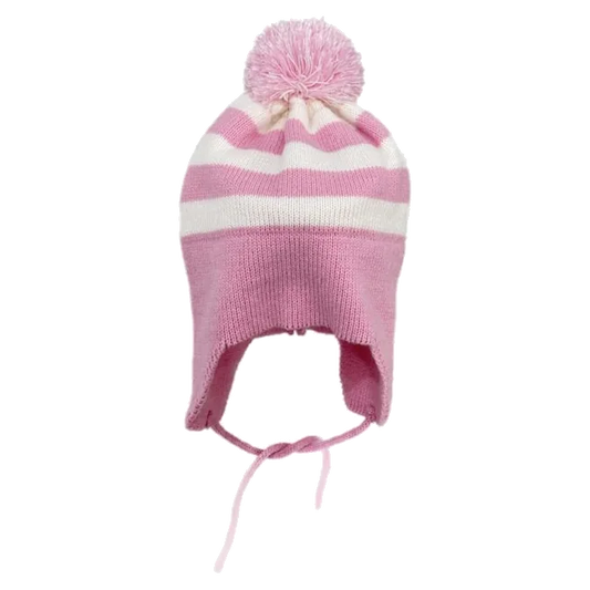 Pink Stripe Ear Flap Hat