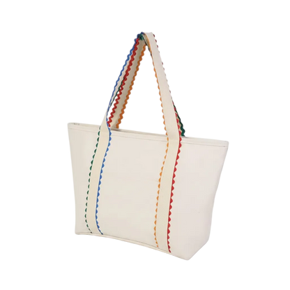 Rainbow Scallop Canvas Tote