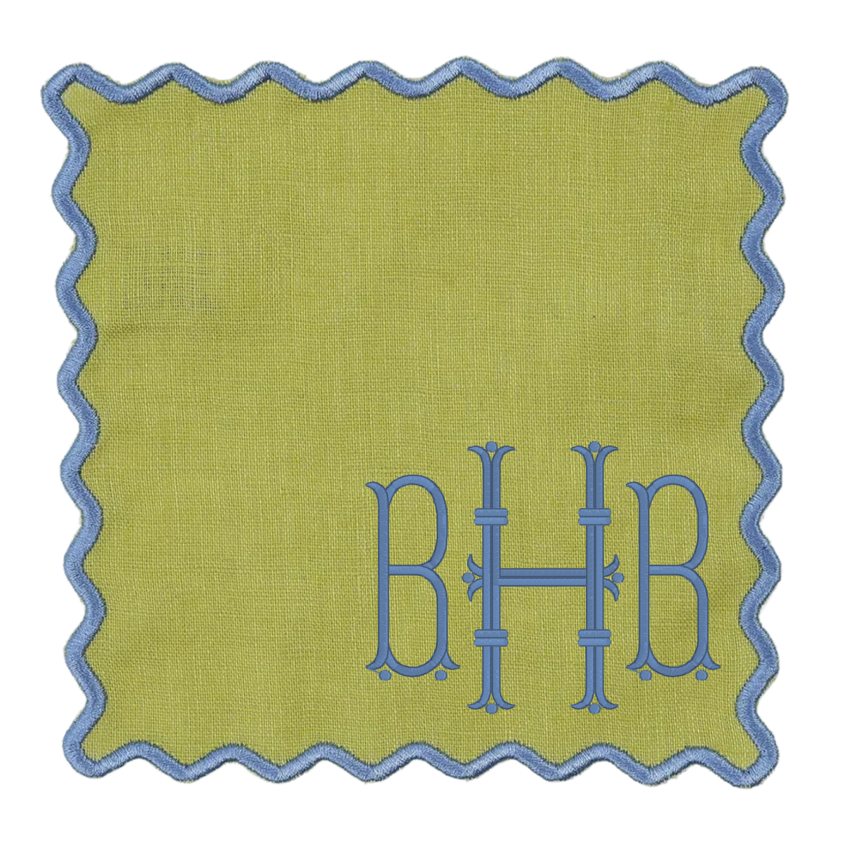 Scalloped Linen Cocktail Napkins - Set of 4
