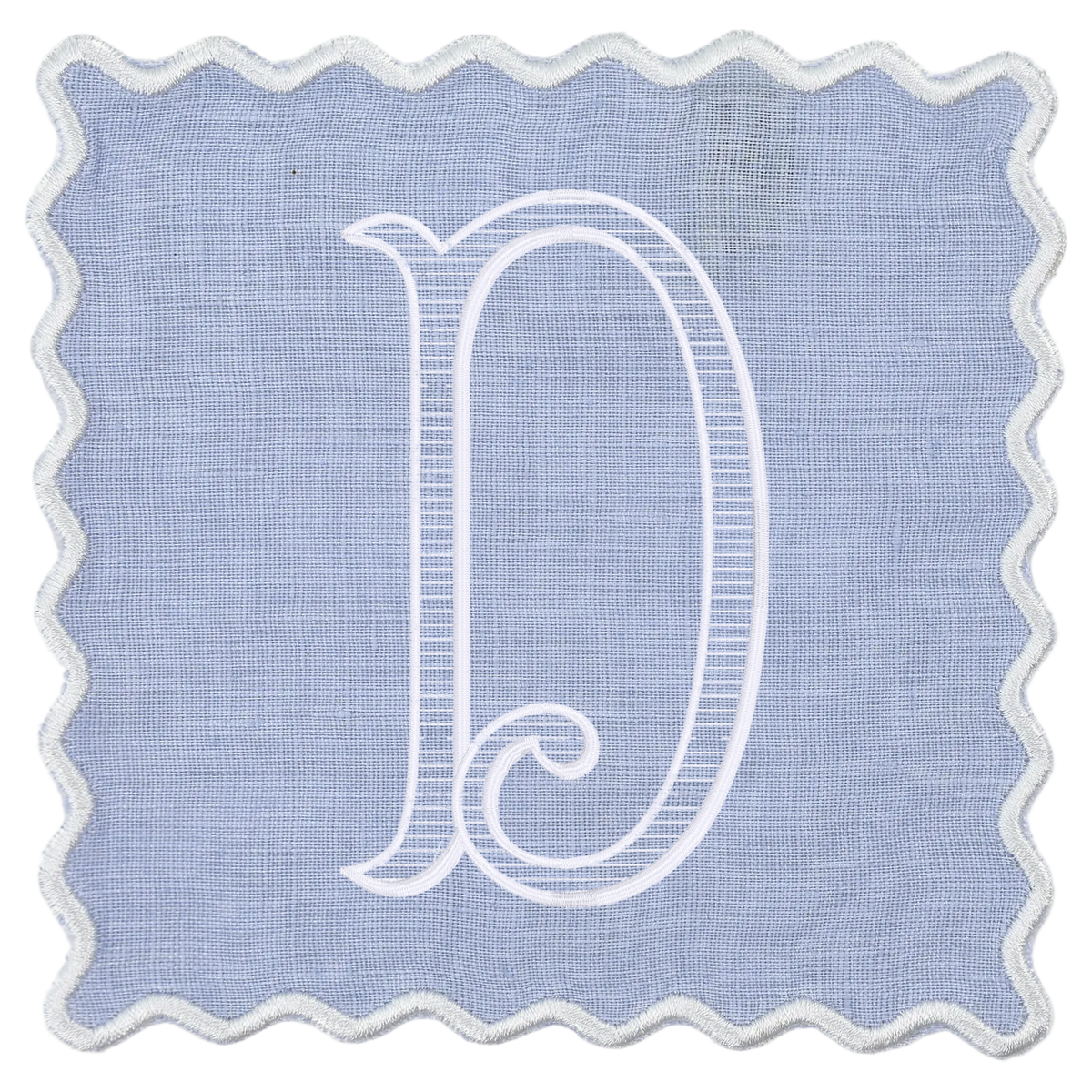 Scalloped Linen Cocktail Napkins - Set of 4