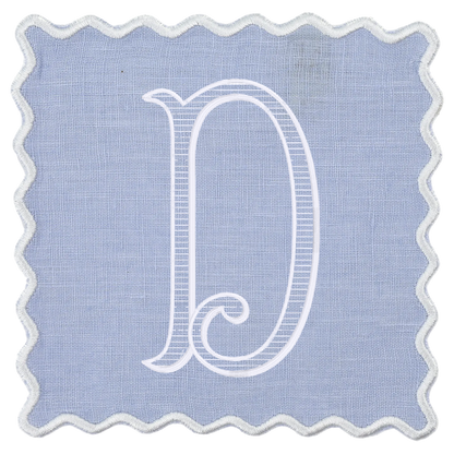 Scalloped Linen Cocktail Napkins - Set of 4