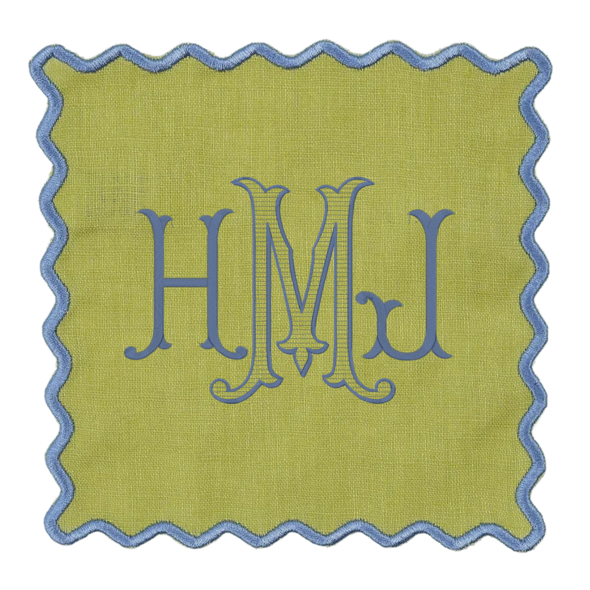 Scalloped Linen Cocktail Napkins - Set of 4