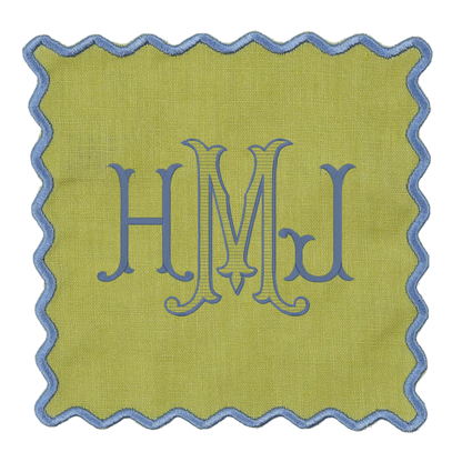 Scalloped Linen Cocktail Napkins - Set of 4