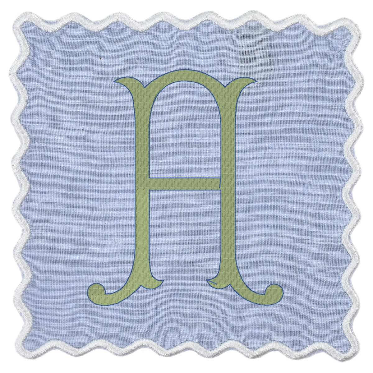 Scalloped Linen Cocktail Napkins - Set of 4