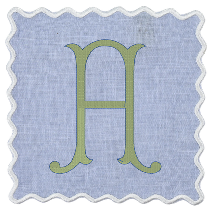 Scalloped Linen Cocktail Napkins - Set of 4