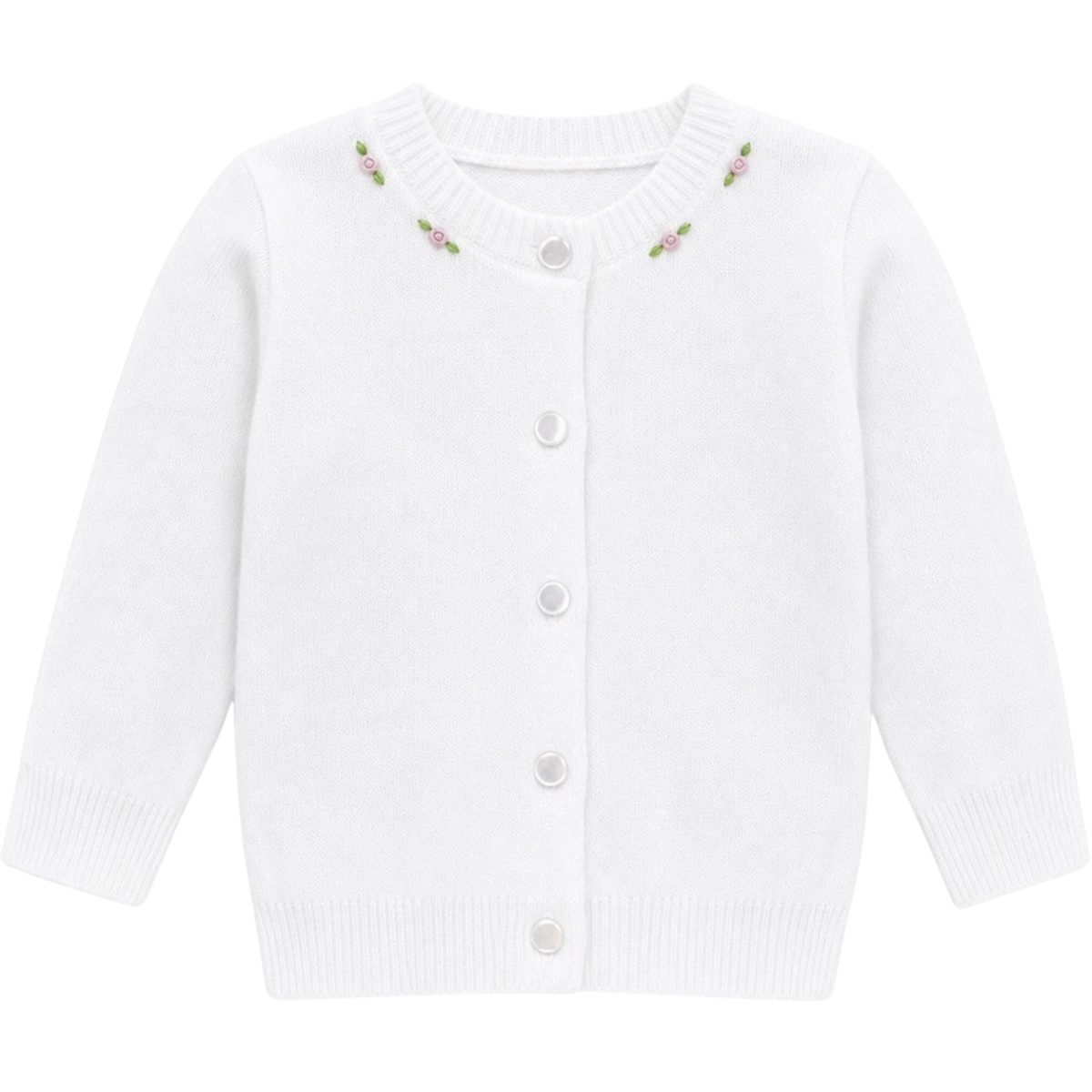 Smocked Rose Buds Cotton Cashmere Baby Girl Cardigan