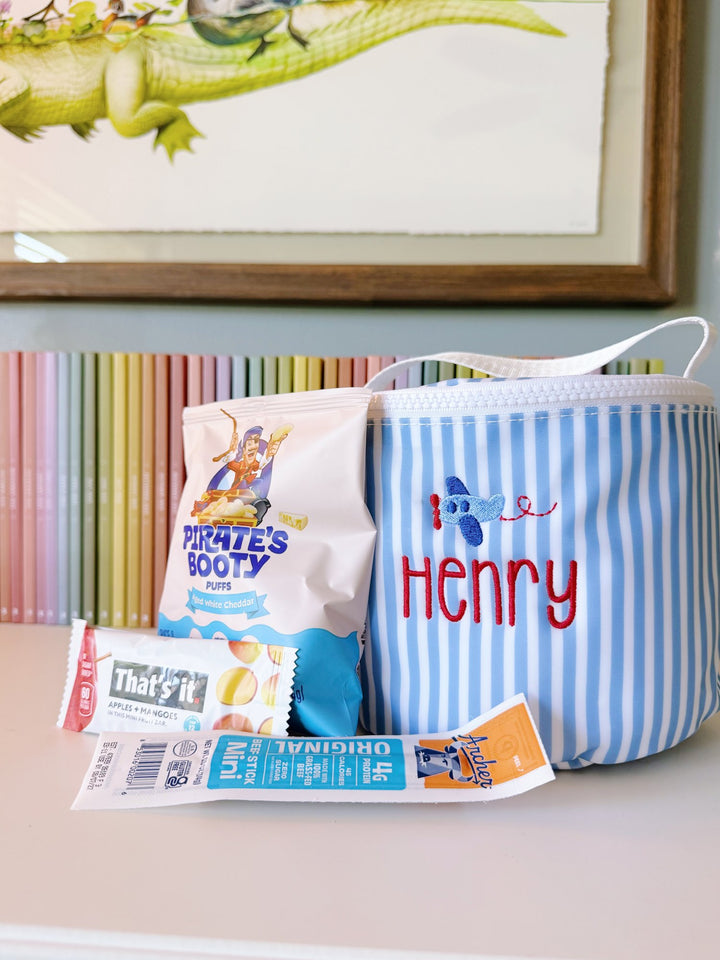 TRVL Snack Bag in Sneakers, Pimlico Stripe Chambray