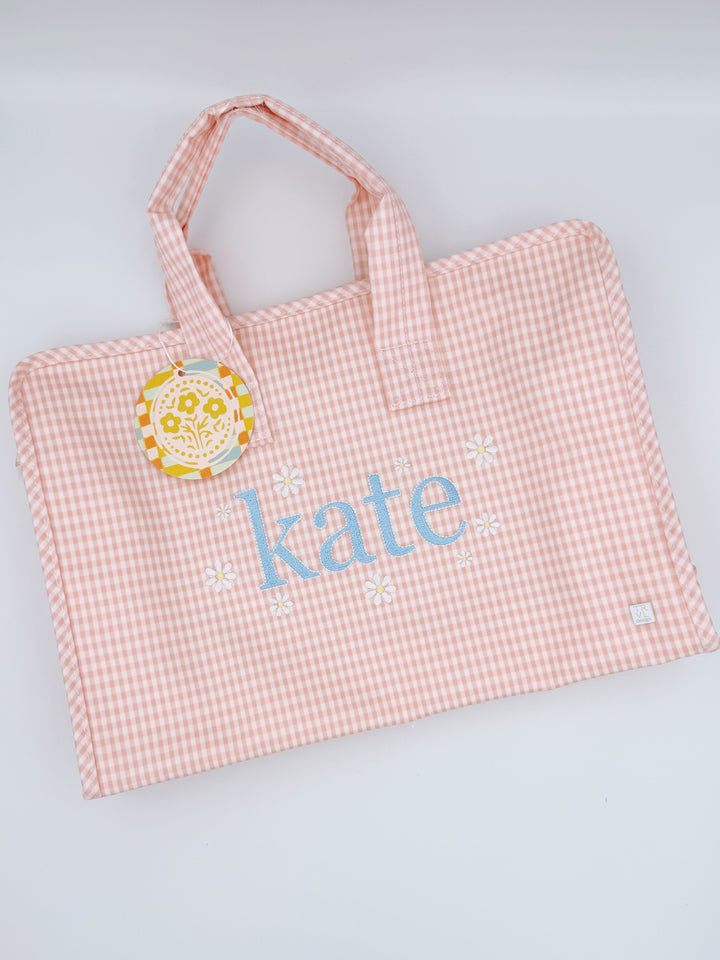 TRVL Overnite Tote in Beanline, Gingham Taffy