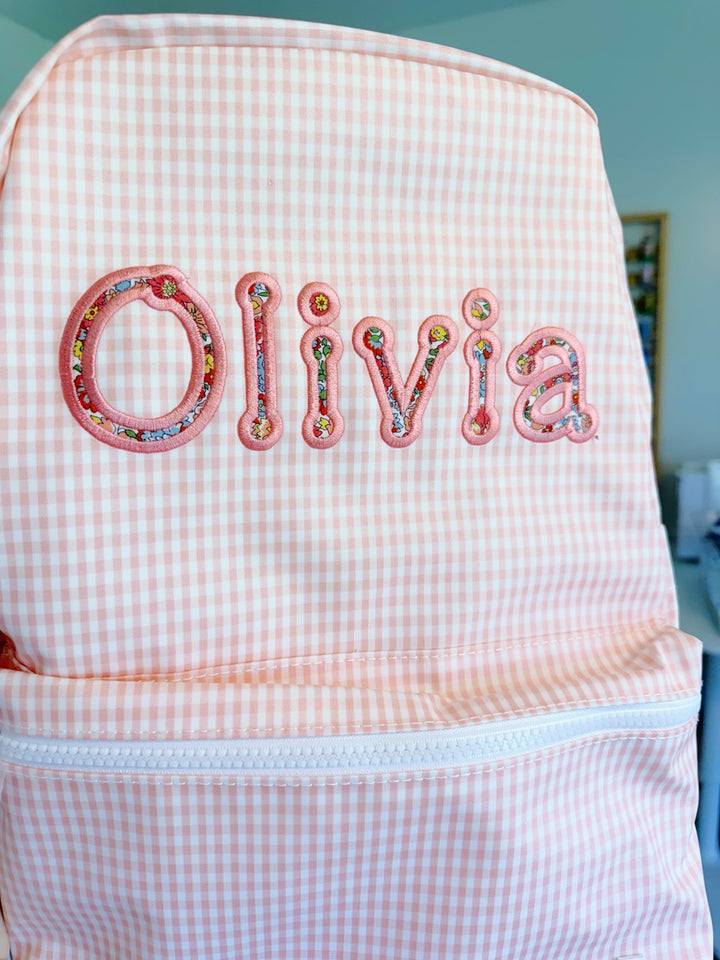 TRVL Backpacker in Dots Applique, Gingham Taffy