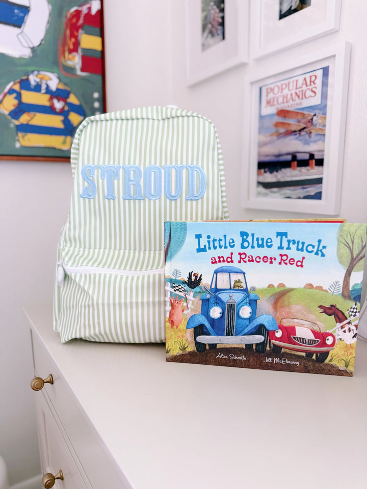TRVL Backpacker in Fishtail Applique, Pimlico Stripe Sage