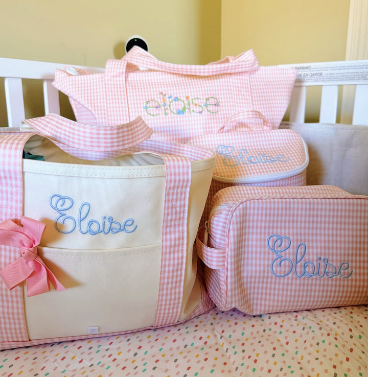 TRVL Jumbo Tote in Avery, Gingham Taffy