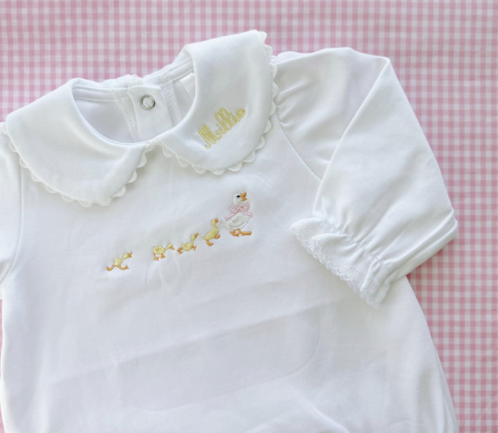 Scalloped Collared Romper in JD 200, White