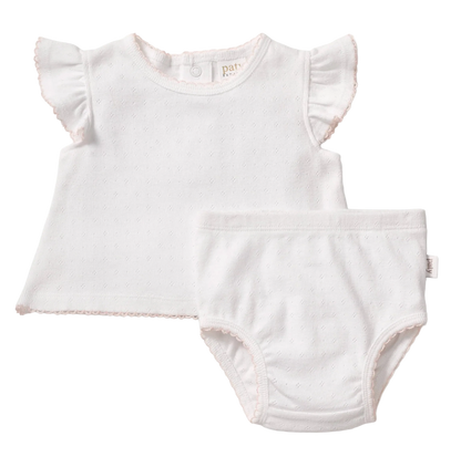 Paty Organic Cotton Pointelle Diaper Set with Flutter Sleeves