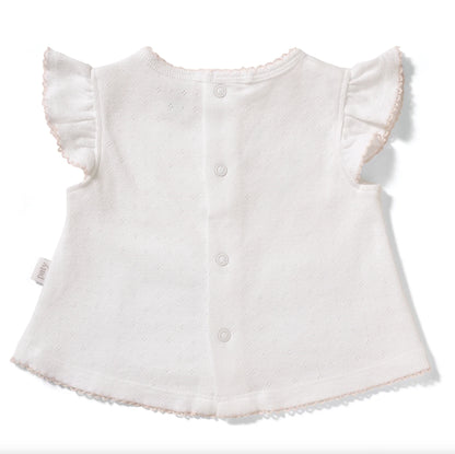 Paty Organic Cotton Pointelle Diaper Set with Flutter Sleeves