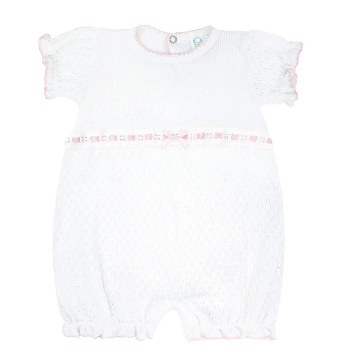 PatyKnit™ Baby Girl Bubble with Eyelet Trim