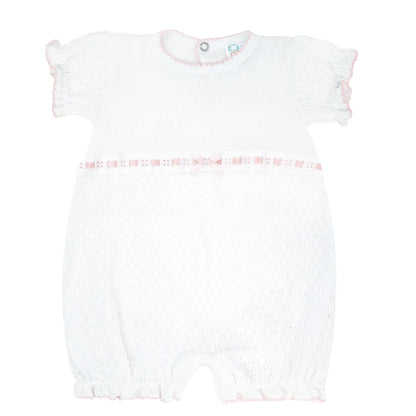 PatyKnit™ Baby Girl Bubble with Eyelet Trim
