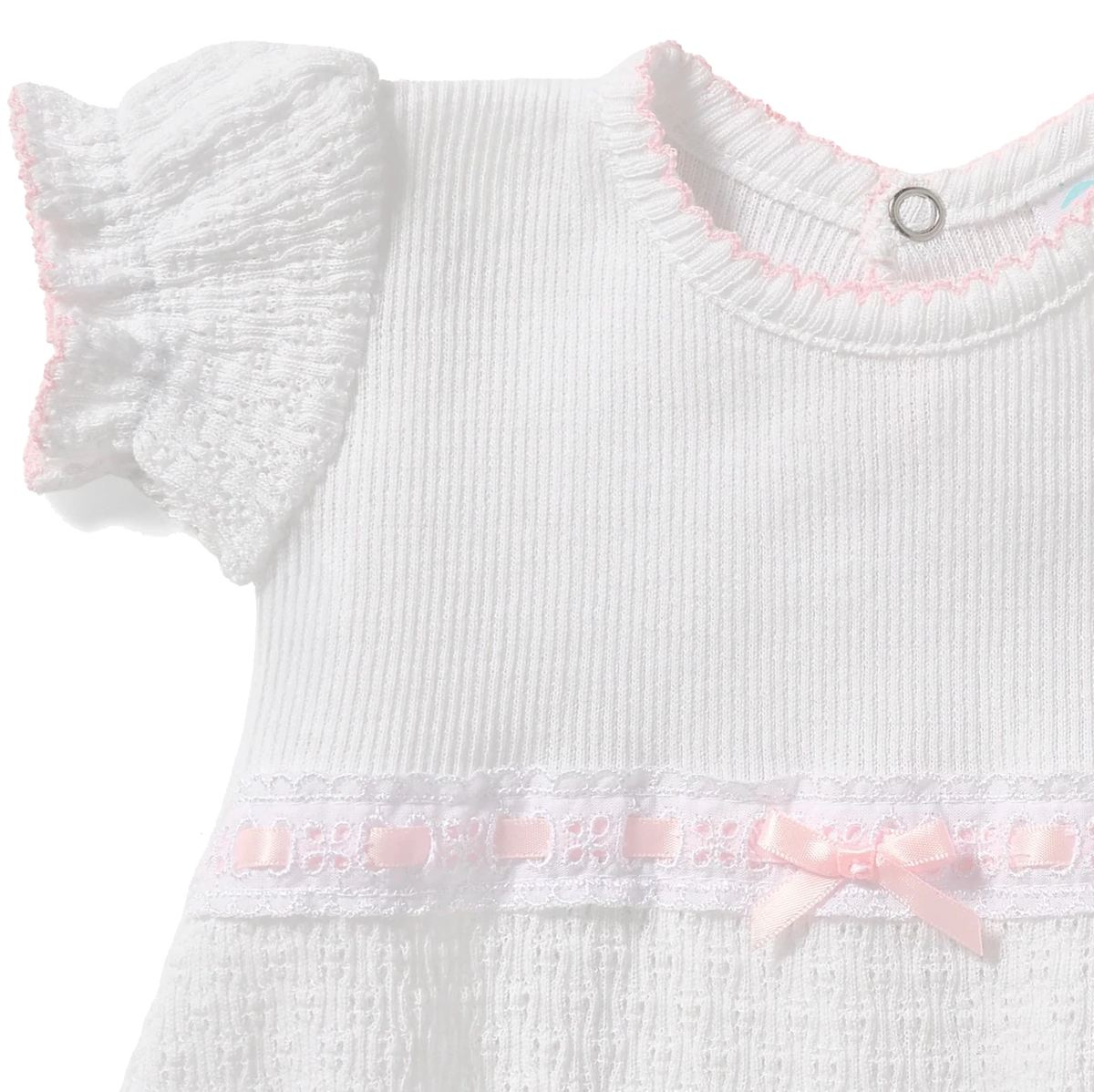 PatyKnit™ Baby Girl Bubble with Eyelet Trim
