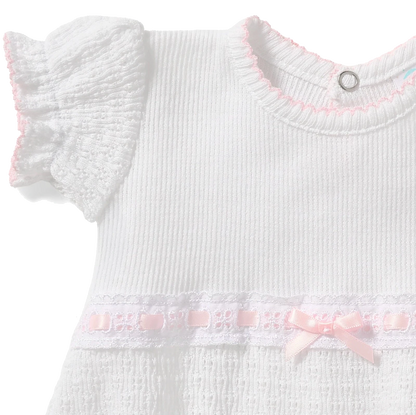 PatyKnit™ Baby Girl Bubble with Eyelet Trim