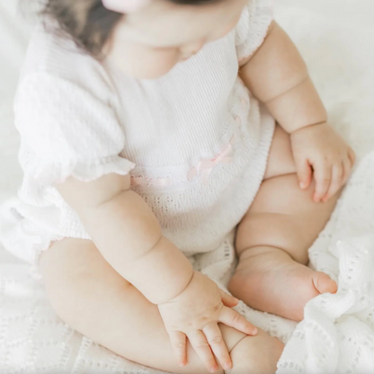 PatyKnit™ Baby Girl Bubble with Eyelet Trim