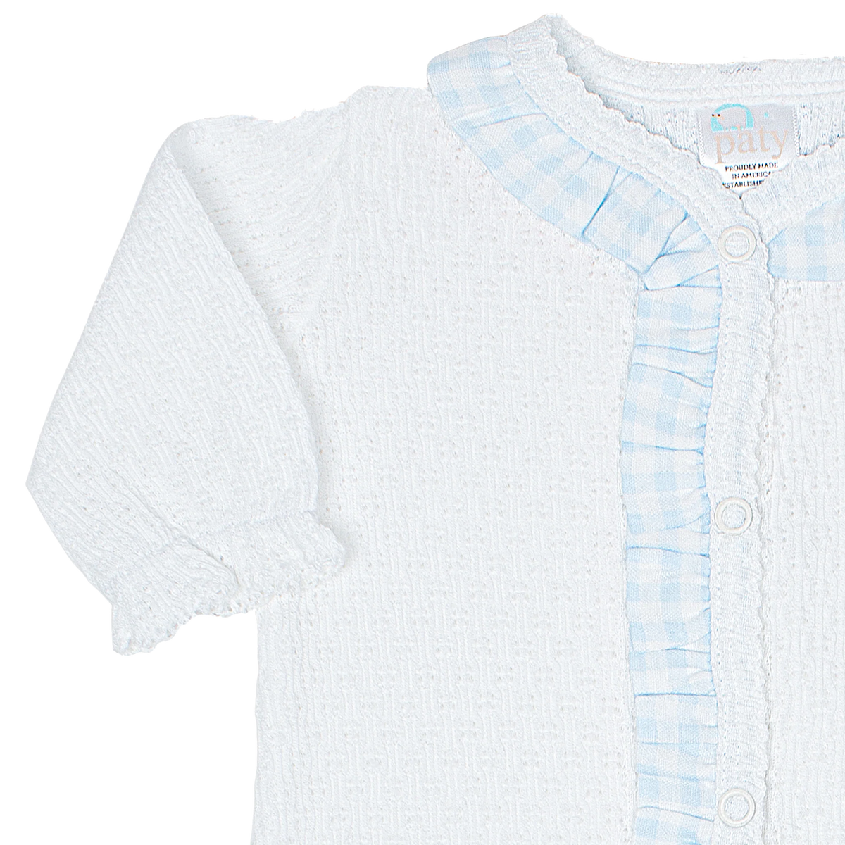 PatyKnit™ Footie with Gingham Ruffle
