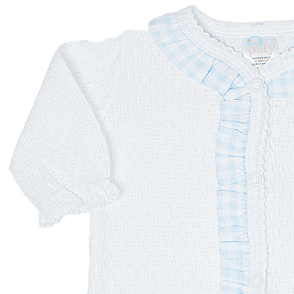 PatyKnit™ Footie with Gingham Ruffle