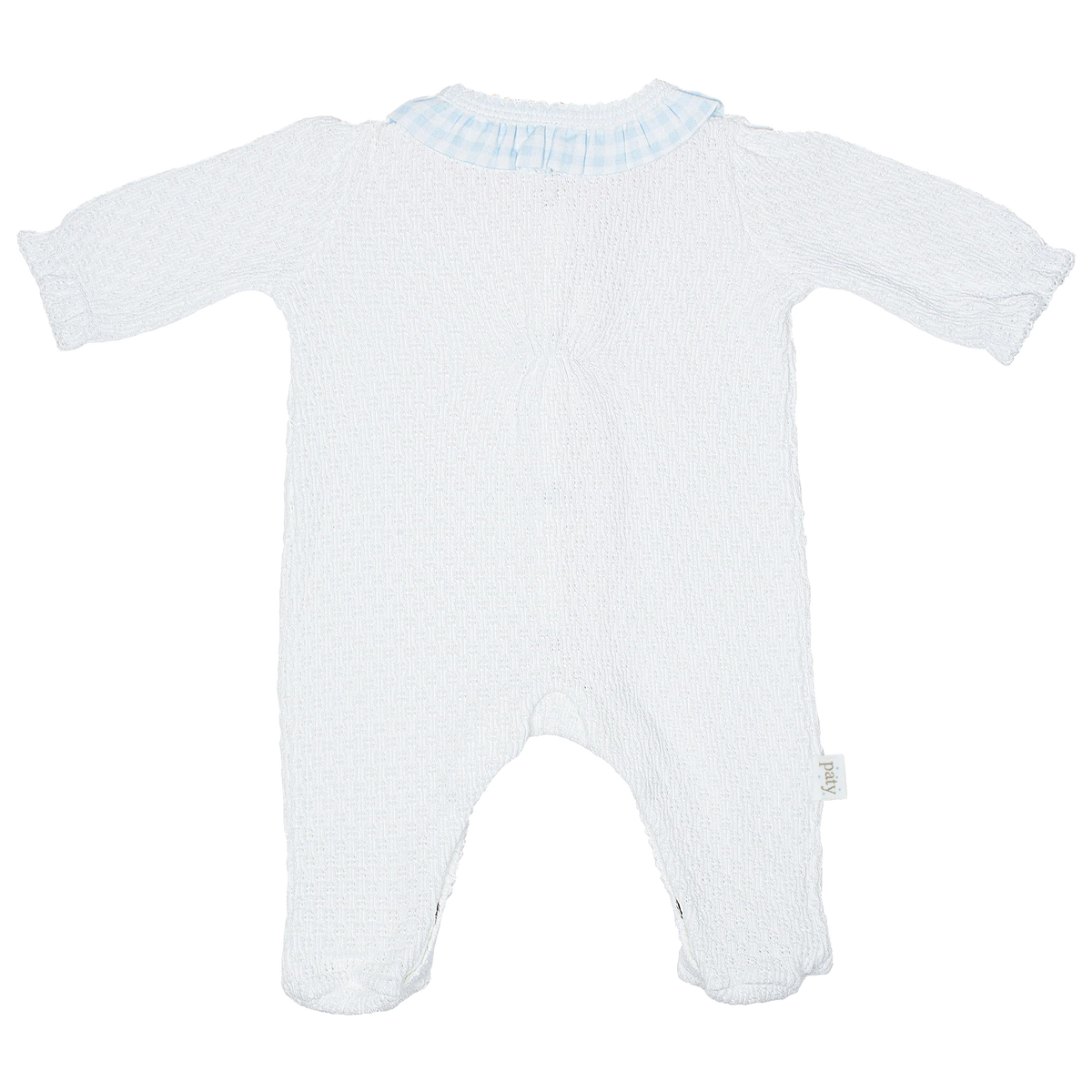 PatyKnit™ Footie with Gingham Ruffle