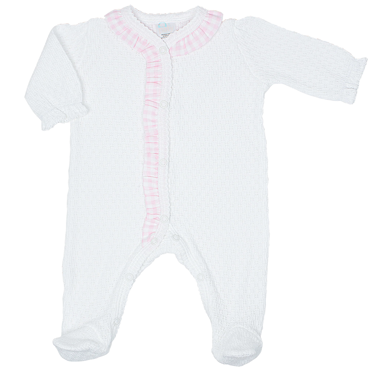 PatyKnit™ Footie with Gingham Ruffle