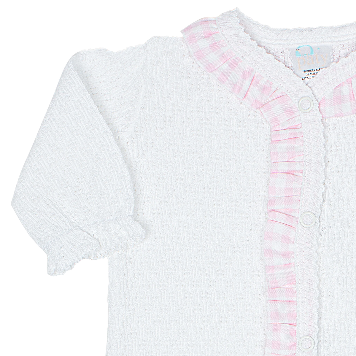 PatyKnit™ Footie with Gingham Ruffle