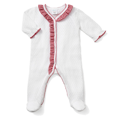 PatyKnit™ Footie with Gingham Ruffle