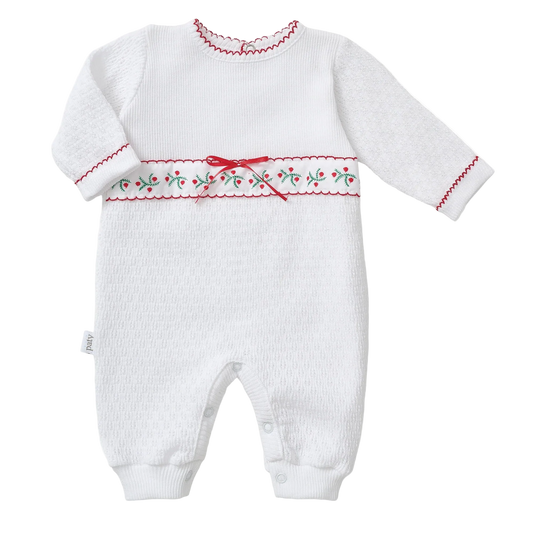PatyKnit™ Romper with Swiss Pine Embroidery