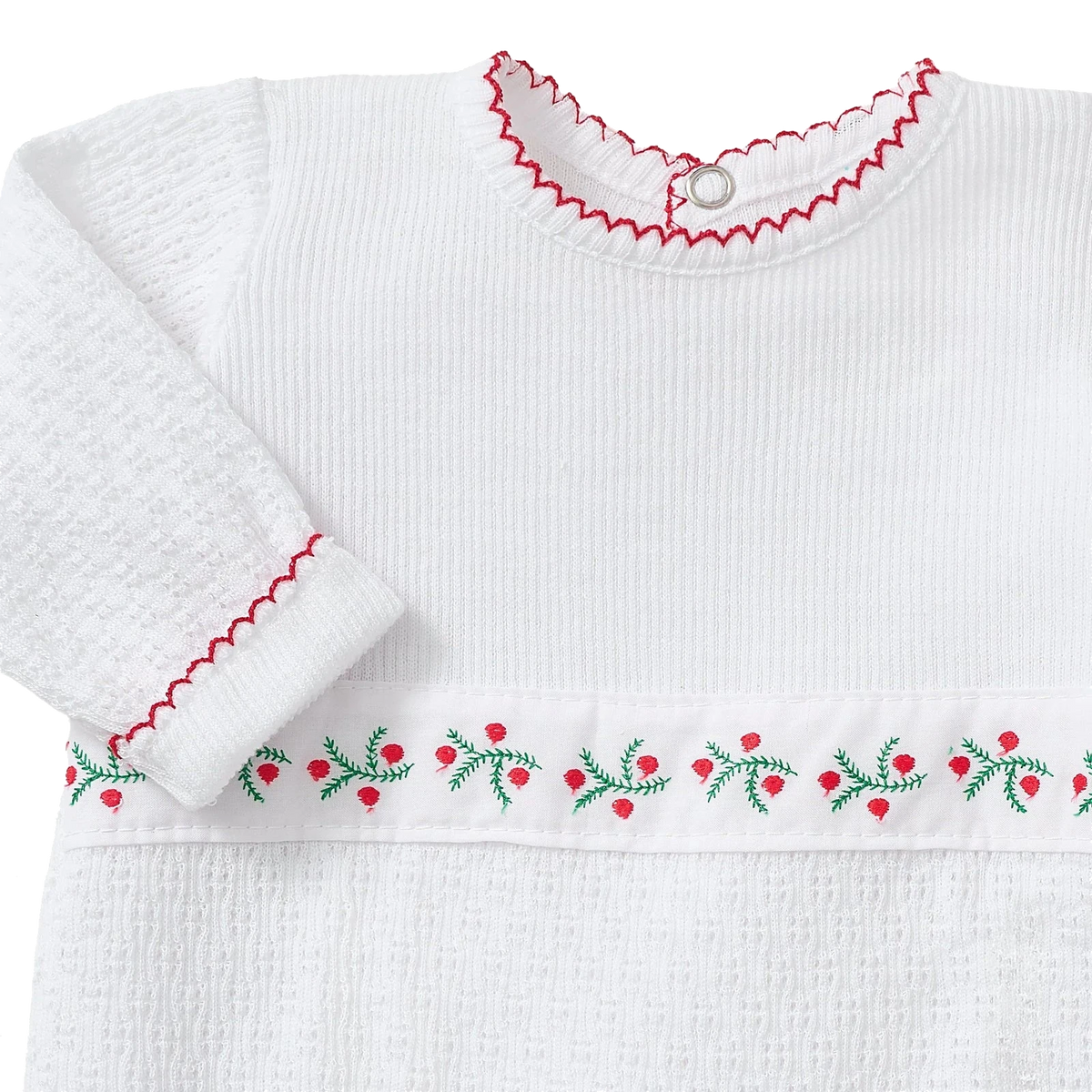 PatyKnit™ Romper with Swiss Pine Embroidery